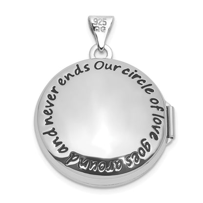 Sterling Silver Rhodium Plated Our Circle of Love.. Reversible Hearts 20mm Round Locket