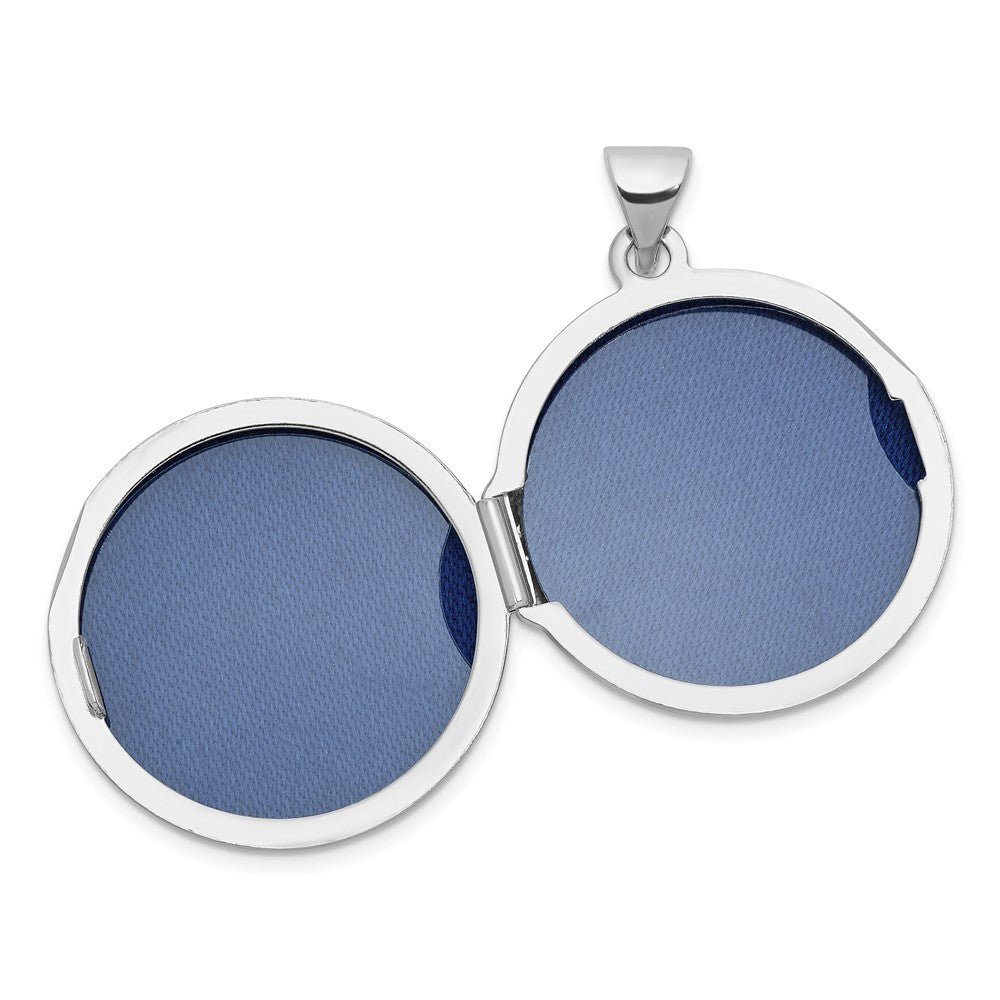 Sterling Silver Rhodium Plated Our Circle of Love.. Reversible Hearts 20mm Round Locket