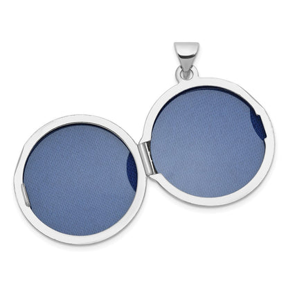 Sterling Silver Rhodium Plated Our Circle of Love.. Reversible Hearts 20mm Round Locket