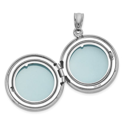 Sterling Silver Rh-Pl Brushed and Polished Multi Heart 20mm Round Locket