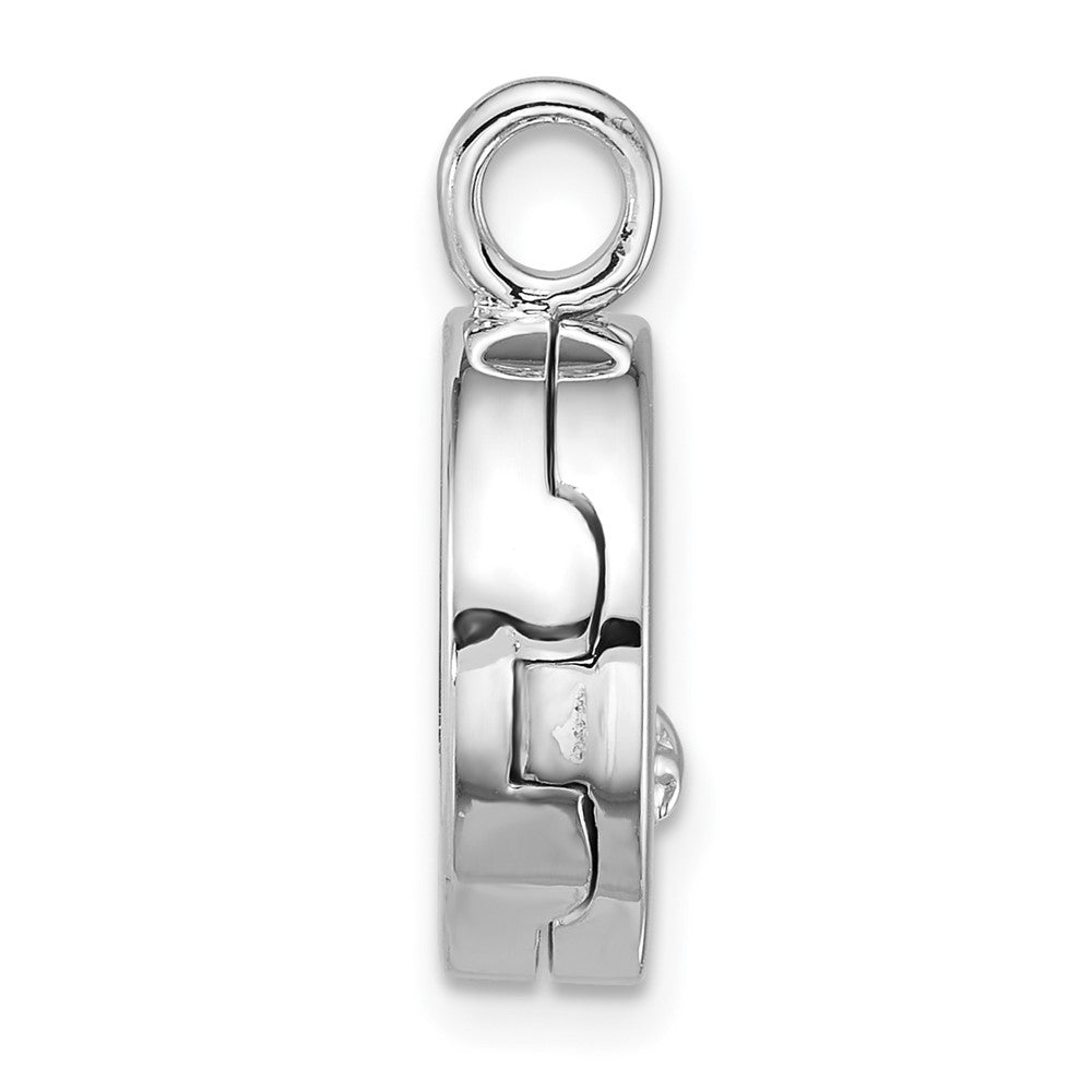 Sterling Silver Rhodium Plated Polished Star on 10mm Round Locket