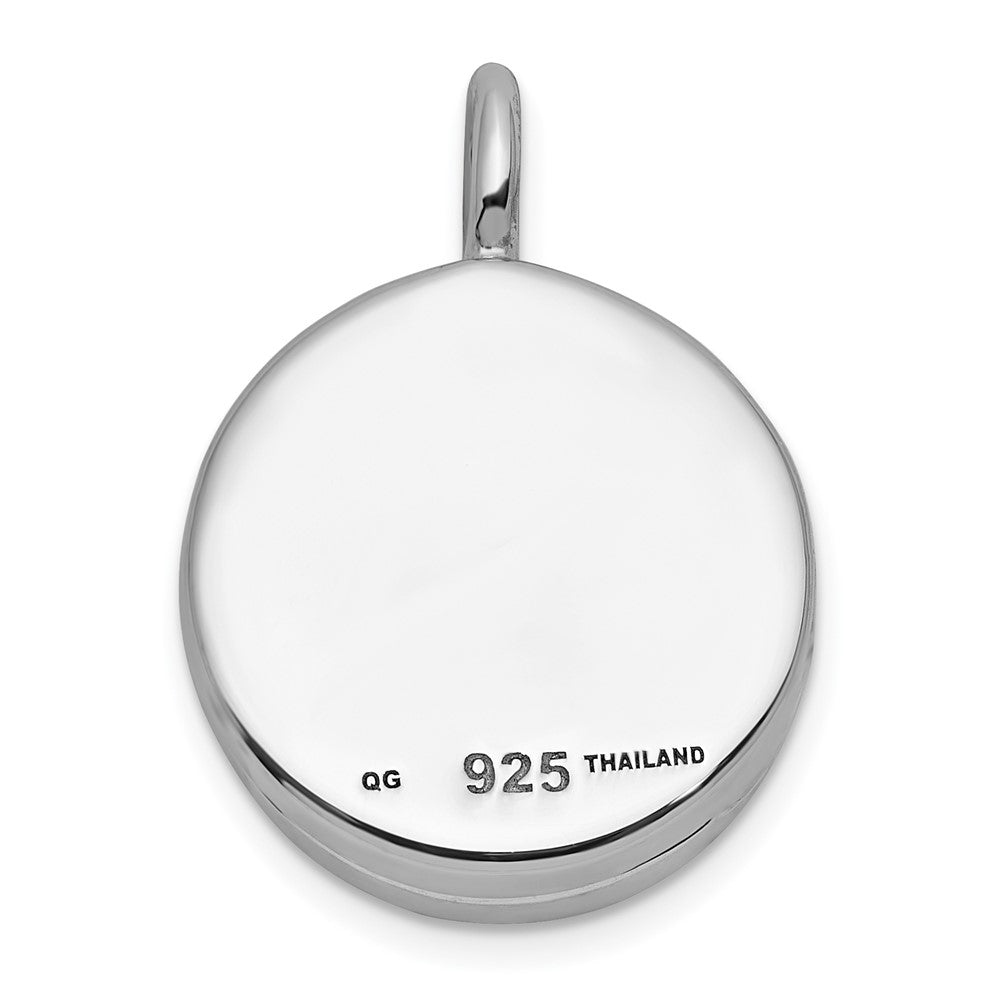 Sterling Silver Rhodium Plated Polished Star on 10mm Round Locket