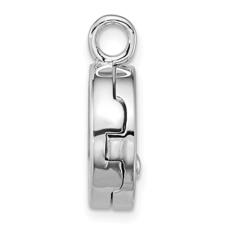 Sterling Silver Rhodium Plated Polished Heart on 10mm Round Locket