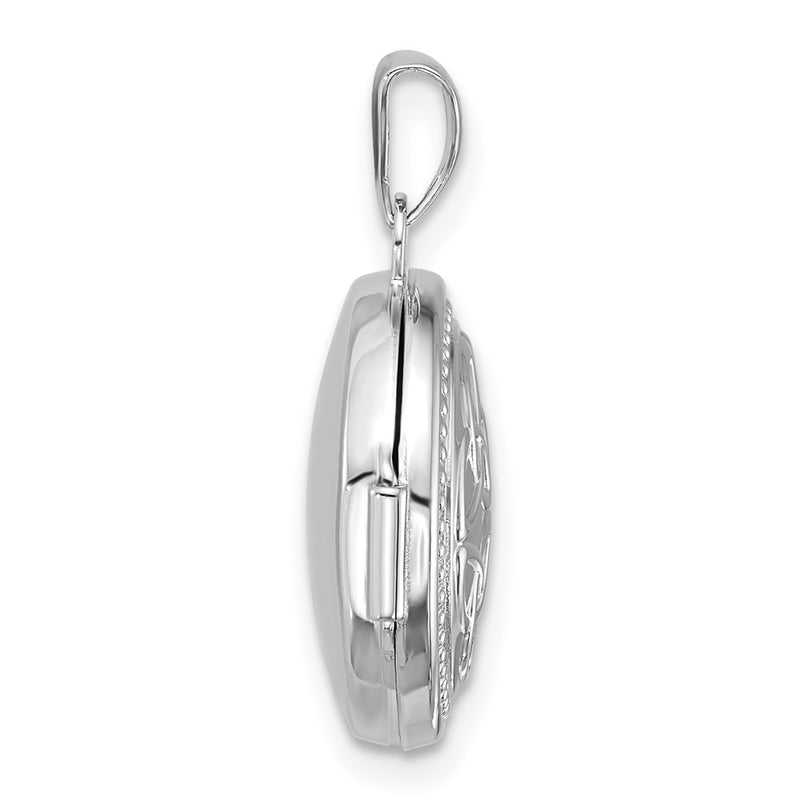 Sterling Silver Rhodium-Plated Polished 16mm Celtic Round Locket