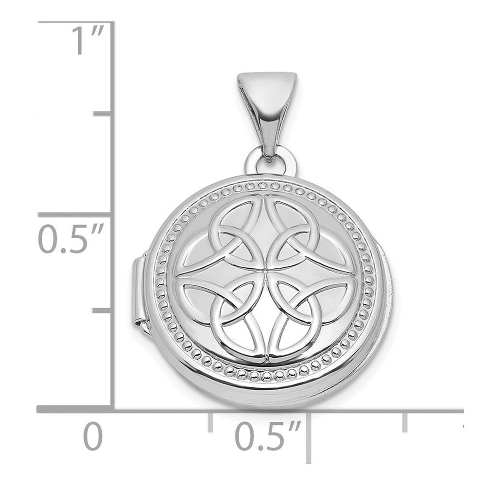 Sterling Silver Rhodium-Plated Polished 16mm Celtic Round Locket