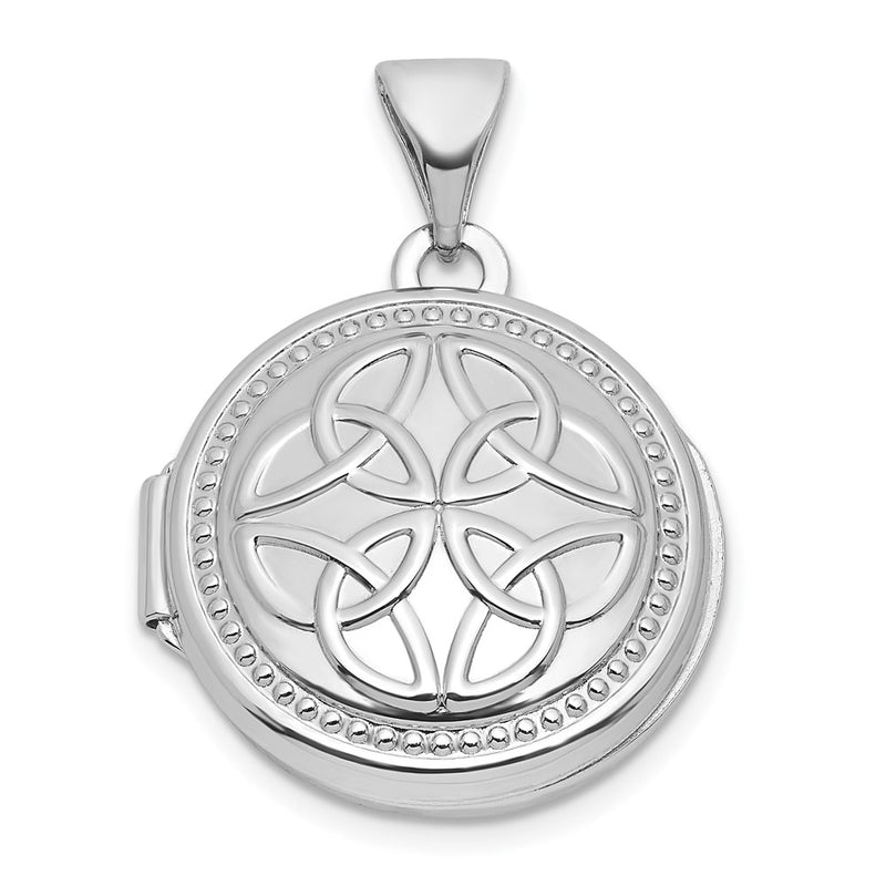 Sterling Silver Rhodium-Plated Polished 16mm Celtic Round Locket