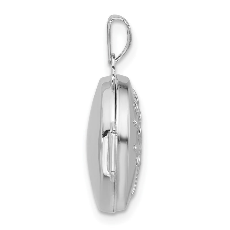 Sterling Silver Rhodium-Plated Polished Tree of Life 16mm Round Locket