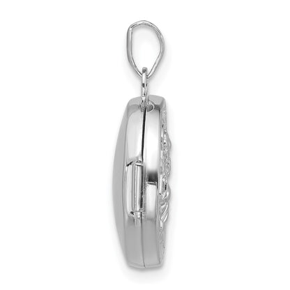 Sterling Silver Rhodium Plated St. Christopher Protect Us 16mm Round Locket