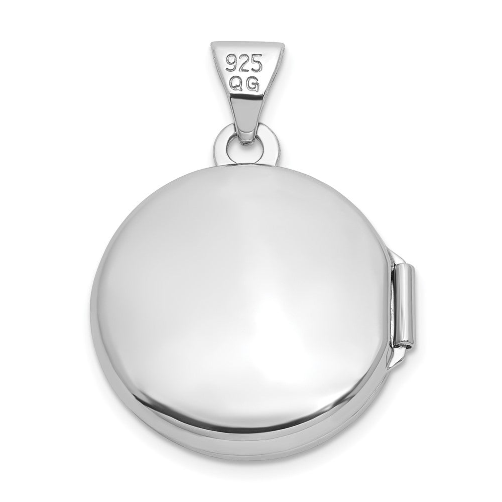 Sterling Silver Rhodium Plated St. Christopher Protect Us 16mm Round Locket