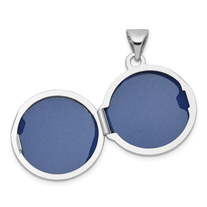 Sterling Silver Rhodium Plated St. Christopher Protect Us 16mm Round Locket