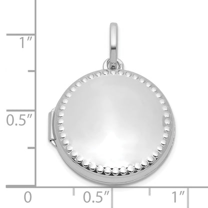 Sterling Silver Rhodium-Plated Polished with Border 20mm Round Locket