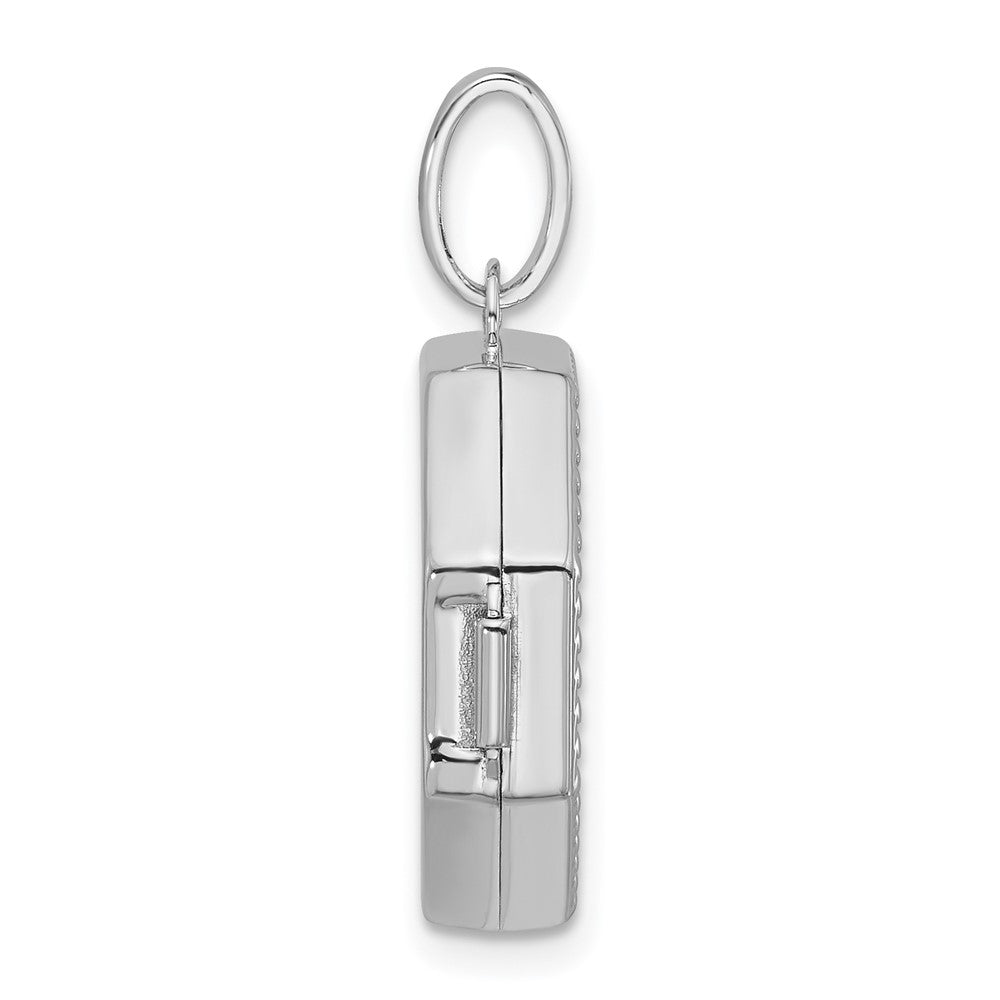 Sterling Silver Rhodium Plated Polished with Border 18mm Octagon Shaped Locket