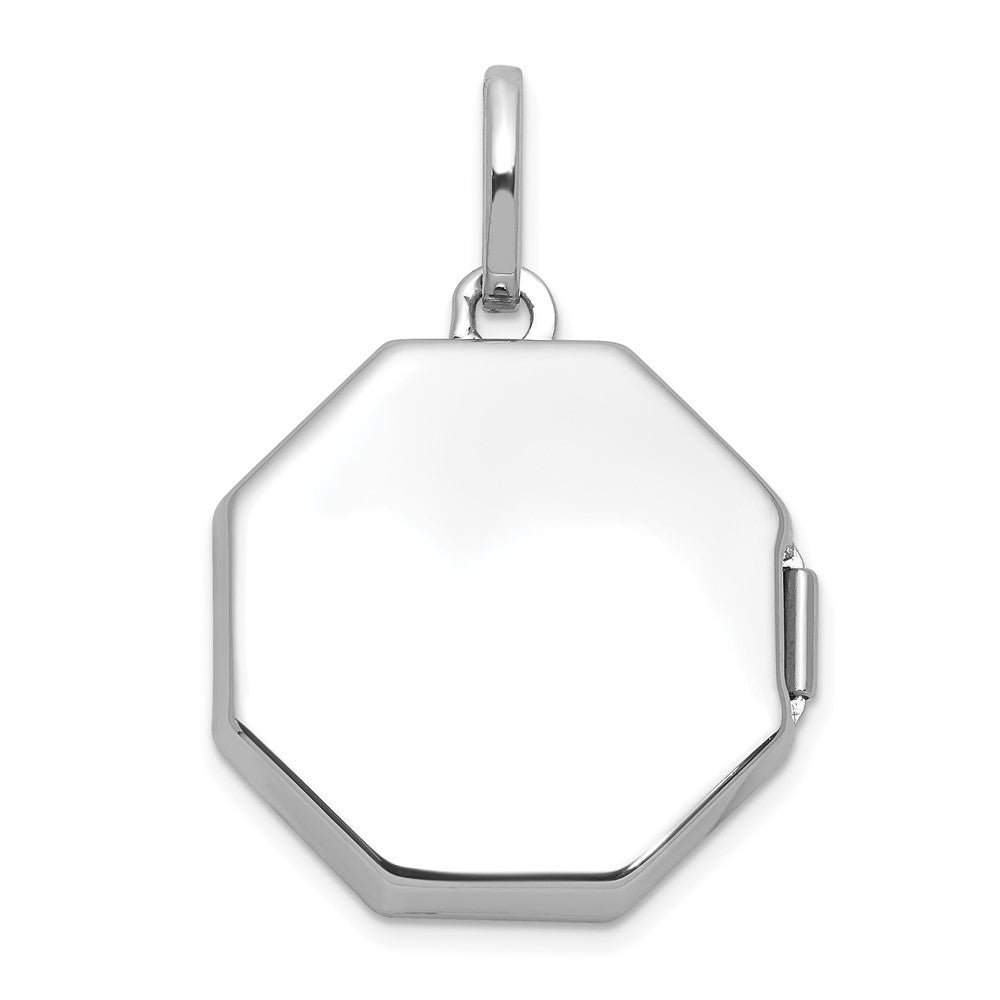 Sterling Silver Rhodium Plated Polished with Border 18mm Octagon Shaped Locket