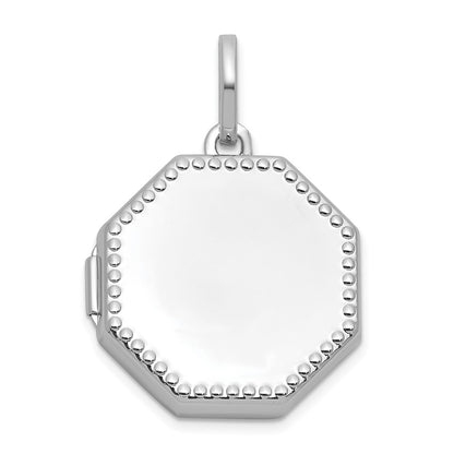 Sterling Silver Rhodium Plated Polished with Border 18mm Octagon Shaped Locket