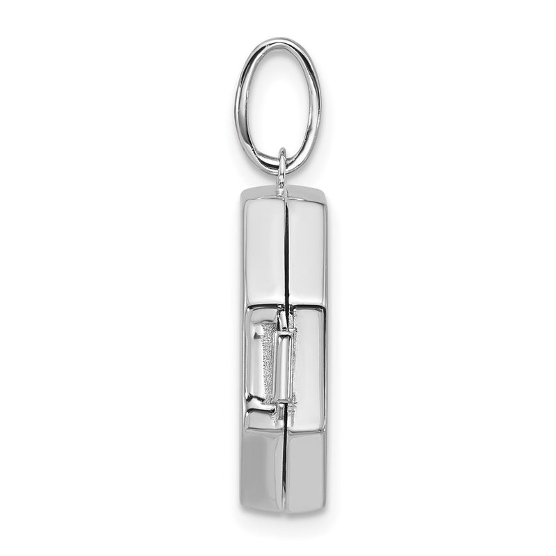 Sterling Silver Rhodium Plated Diamond with Star 18mm Octagon Shaped Locket