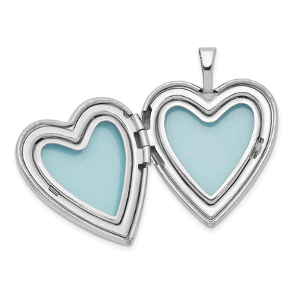 Sterling Silver Rhodium-Plated 20mm Floating Hearts Heart Locket Necklace