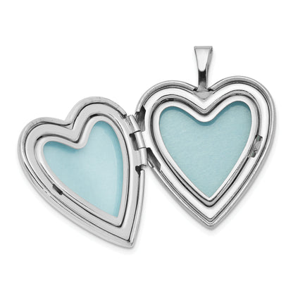 Sterling Silver Rhodium-Plated 20mm Mom Diamond Heart Locket Necklace