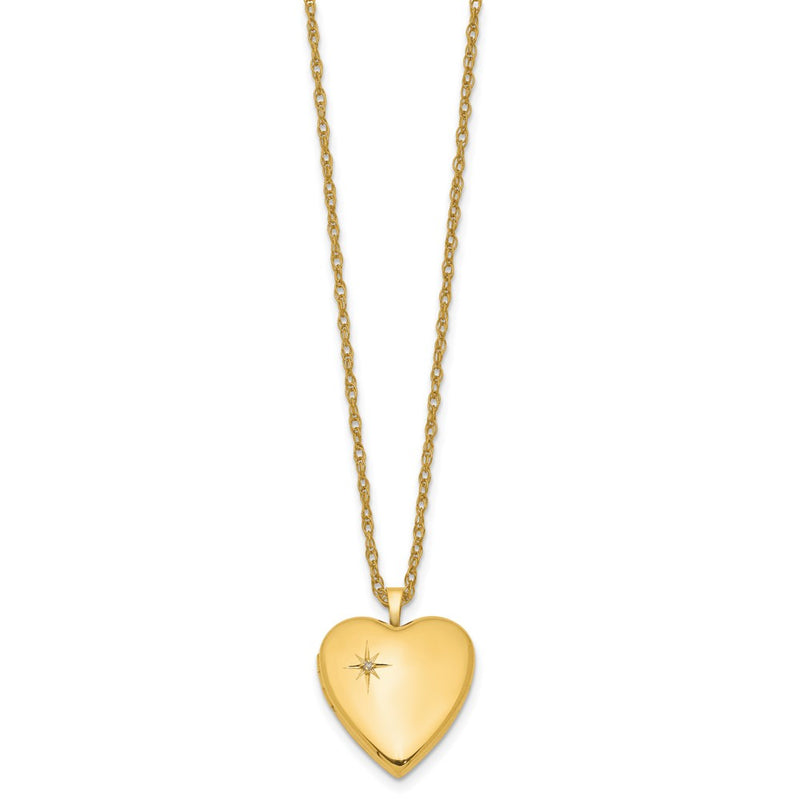 Gold Filled 14/20 1/20 20mm Polished/Satin Diamond Star Heart Locket Necklace