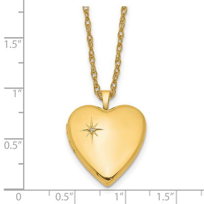 Gold Filled 14/20 1/20 20mm Polished/Satin Diamond Star Heart Locket Necklace
