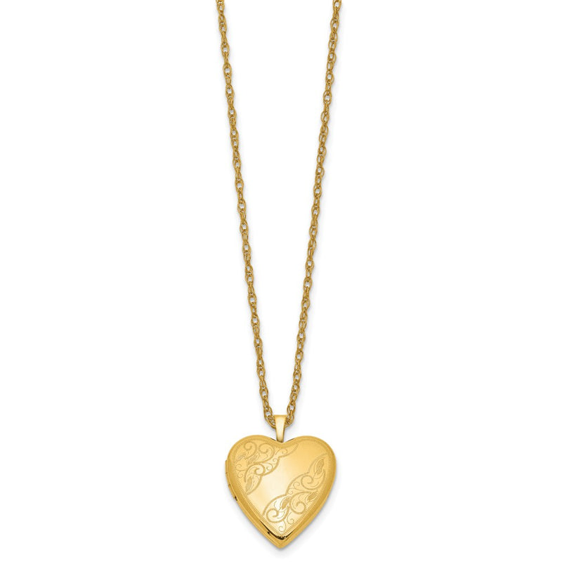 Gold Filled 14/20 1/20 20mm Side Swirled Heart Locket Necklace