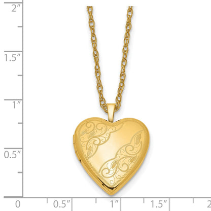 Gold Filled 14/20 1/20 20mm Side Swirled Heart Locket Necklace