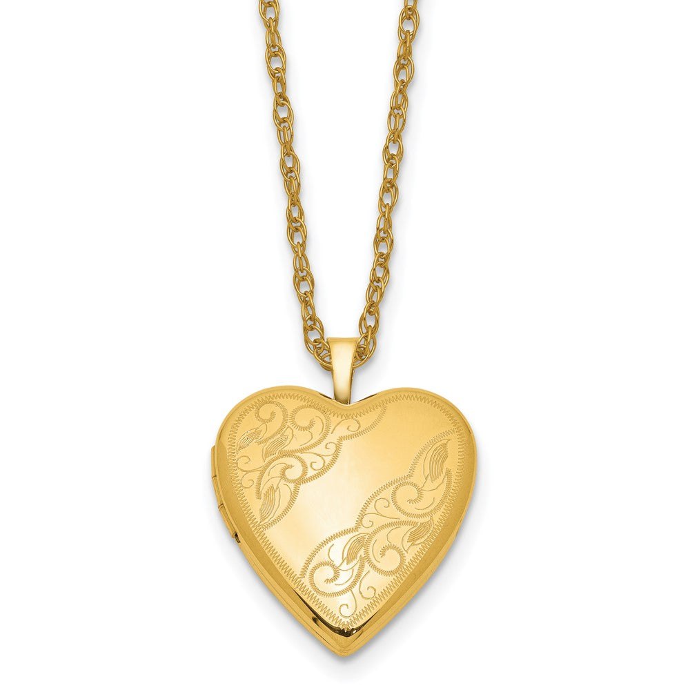 Gold Filled 14/20 1/20 20mm Side Swirled Heart Locket Necklace