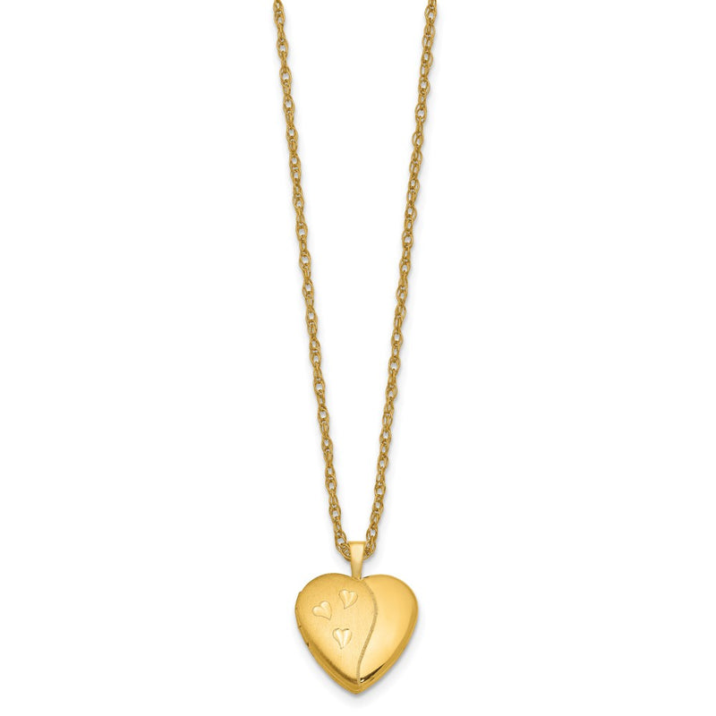 Gold Filled 14/20 1/20 16mm Satin And Polished Heart Locket Necklace