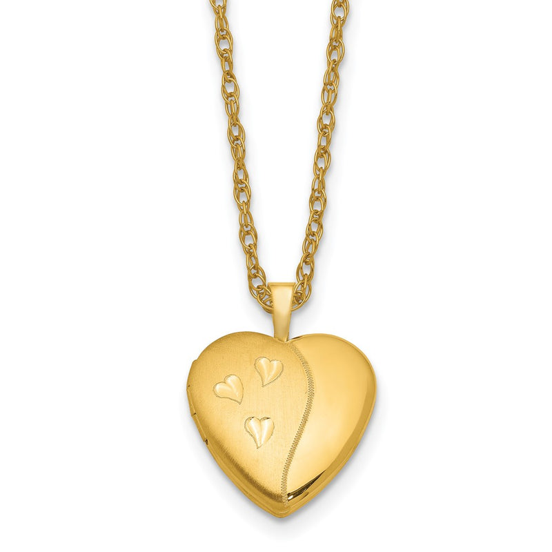 Gold Filled 14/20 1/20 16mm Satin And Polished Heart Locket Necklace