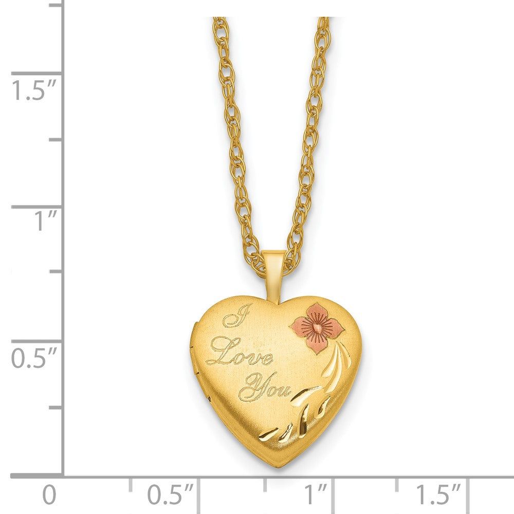 Gold Filled 14/20 1/20 16mm Enameled Flower I Love You Heart Locket Necklace