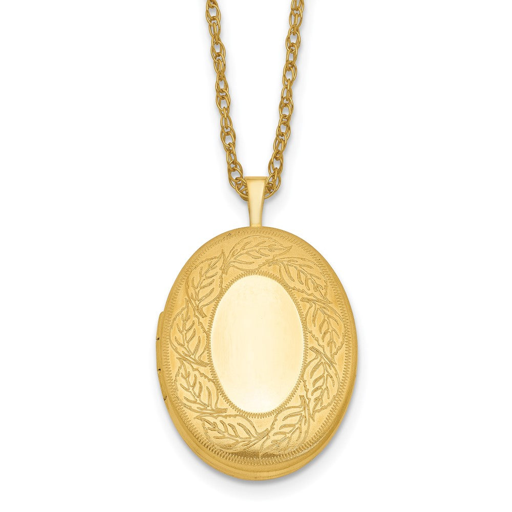 Gold Filled 14/20 1/20 26mm Leaf Border Oval Locket Necklace