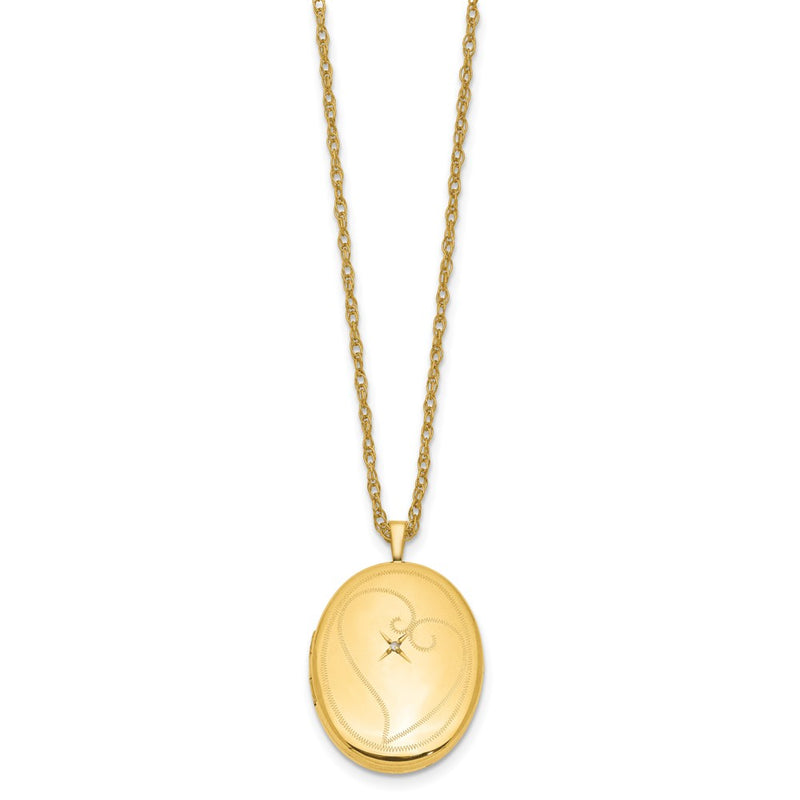 Gold Filled 14/20 1/20 26mm Diamond In Heart Oval Locket Necklace