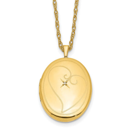 Gold Filled 14/20 1/20 26mm Diamond In Heart Oval Locket Necklace