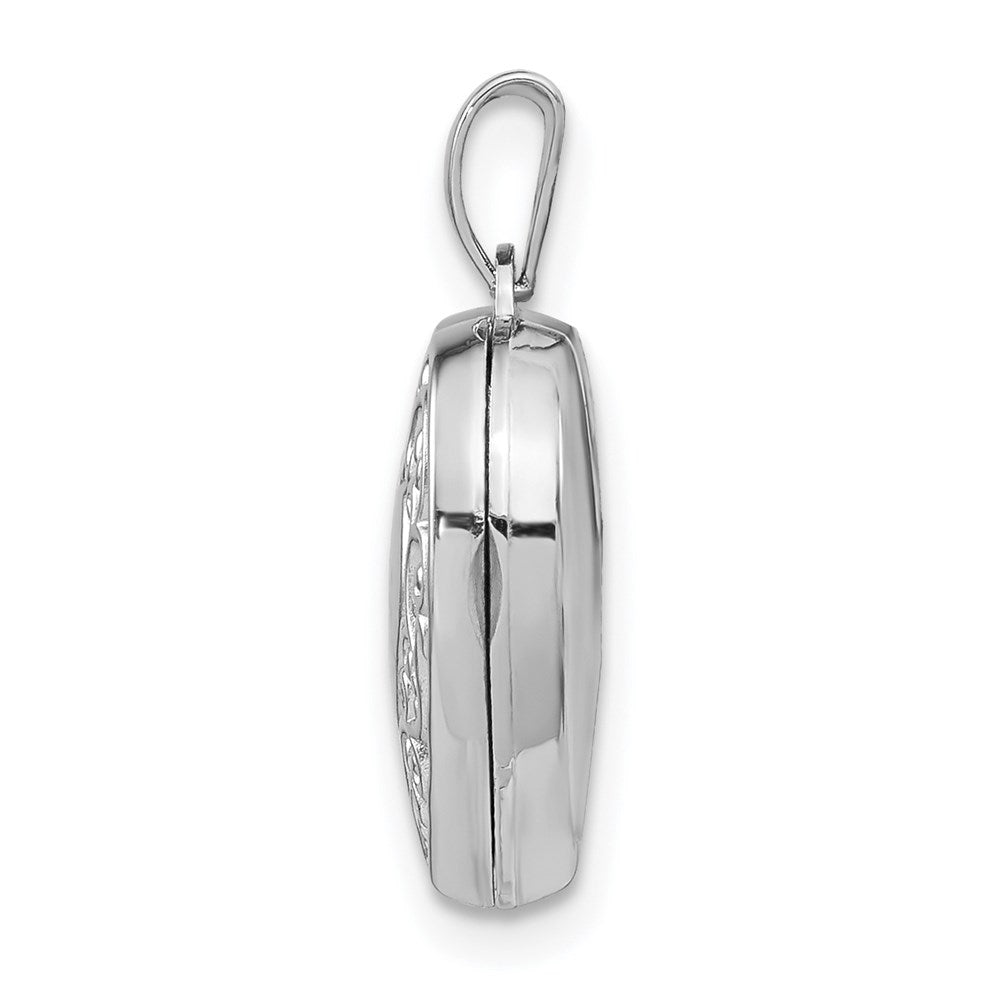 Sterling Silver Rhodium-Plated Scroll Border Heart Locket