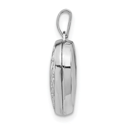 Sterling Silver Rhodium-Plated Scroll Border Heart Locket