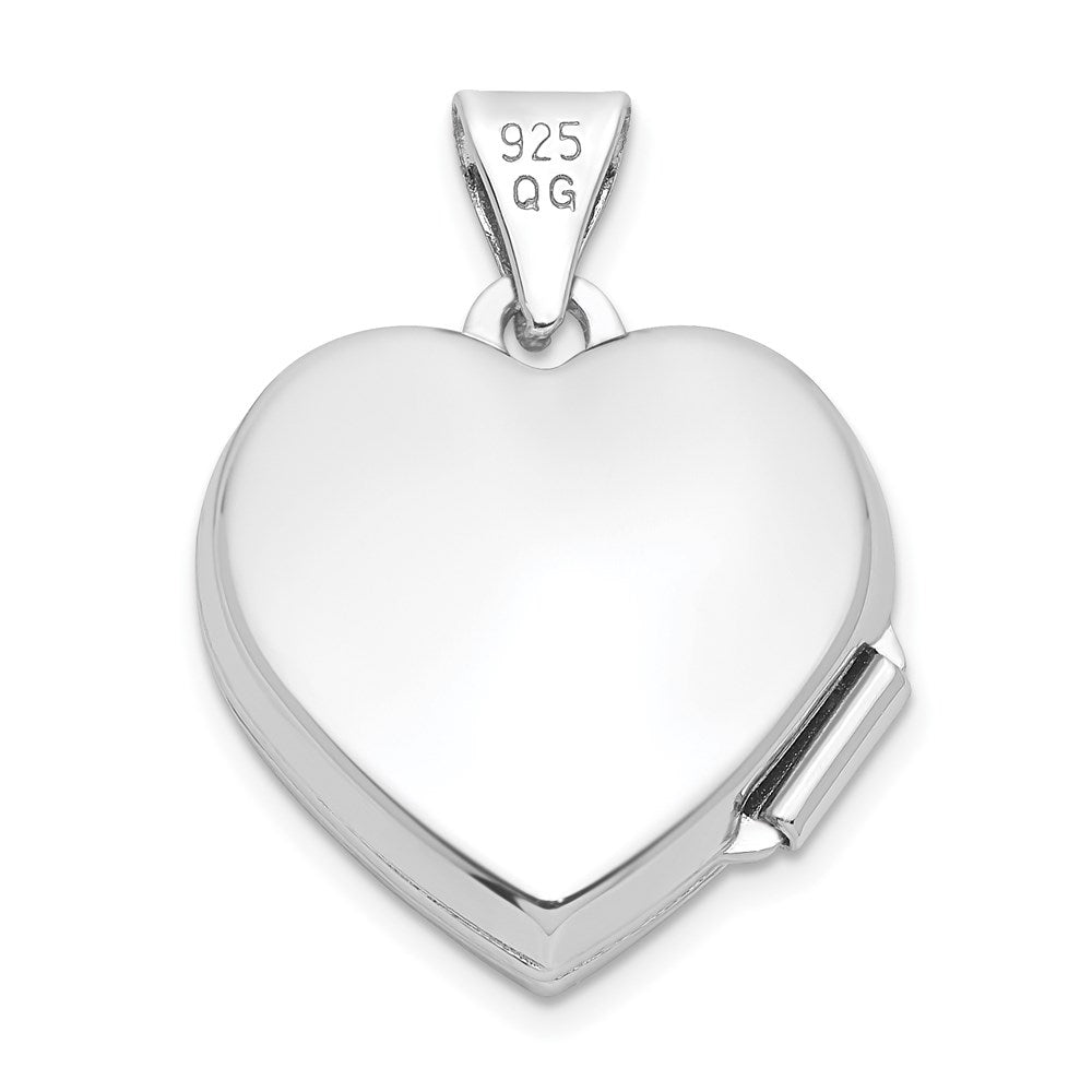 Sterling Silver Rhodium-Plated Scroll Border Heart Locket