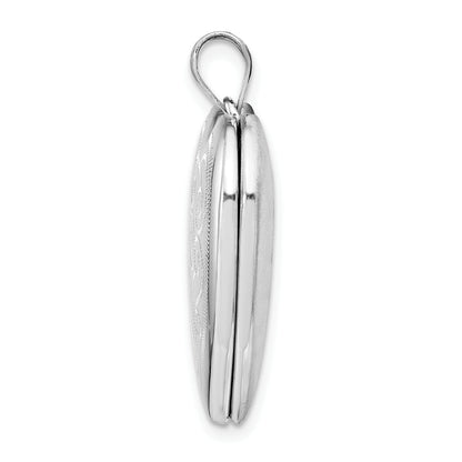 Sterling Silver Rhodium-Plated 24mm Swirl Design Heart Locket
