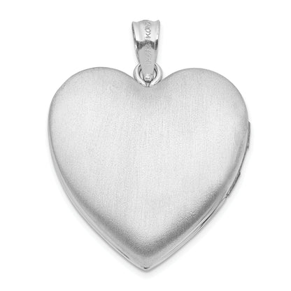 Sterling Silver Rhodium-Plated 24mm Swirl Design Heart Locket
