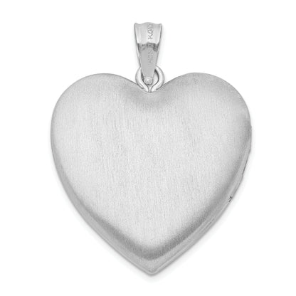 Sterling Silver Rhodium-Plated 24mm Enameled Floral Border Heart Locket