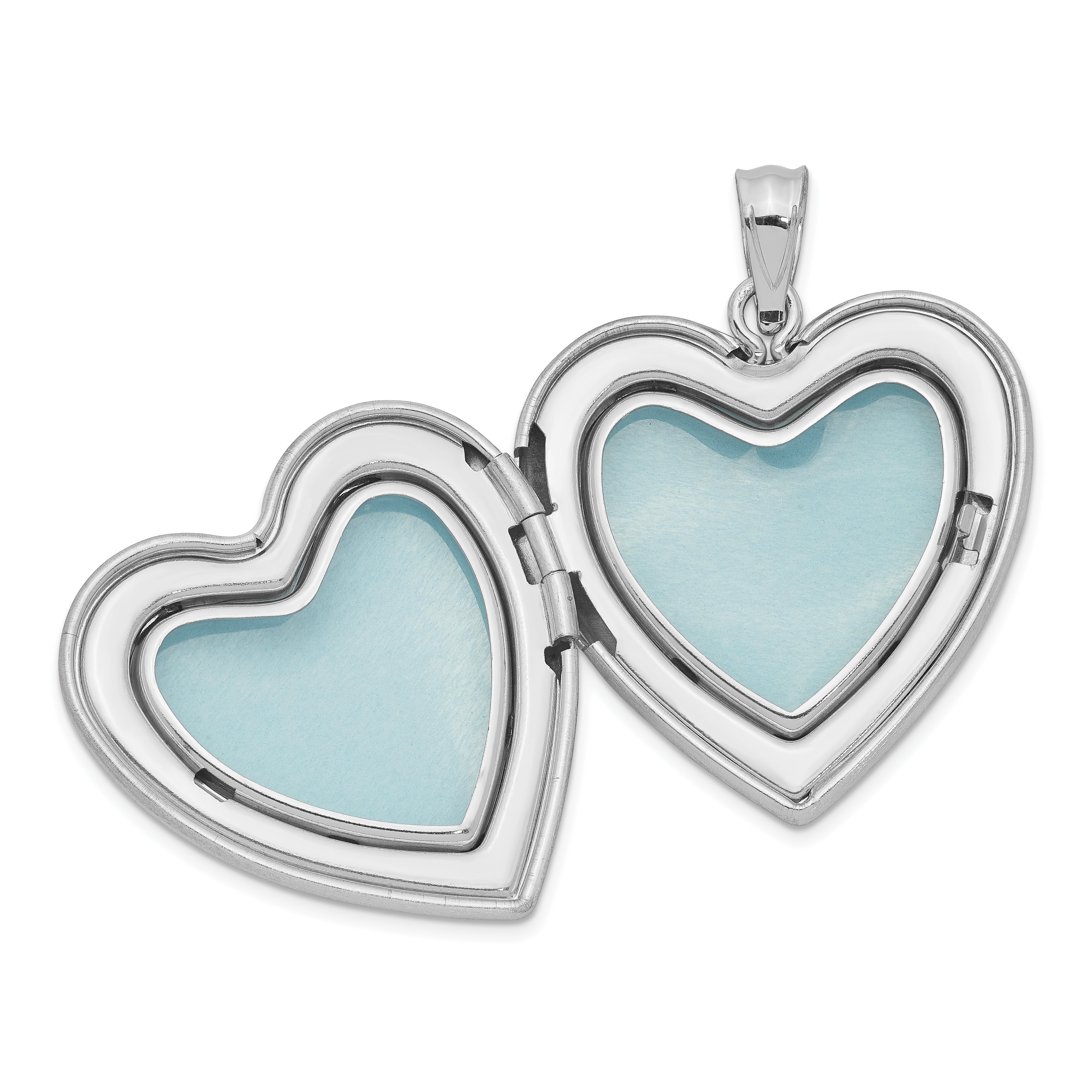 Sterling Silver Rhodium-Plated 24mm Enameled Floral Border Heart Locket
