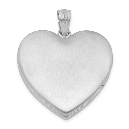 Sterling Silver Rhodium-Plated 24mm Enameled Floral Mom Heart Locket