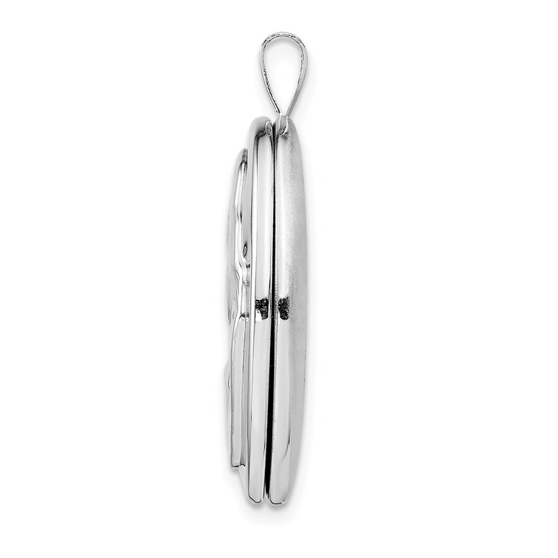Sterling Silver Rhodium-Plated 26mm Mother And Baby Oval Locket