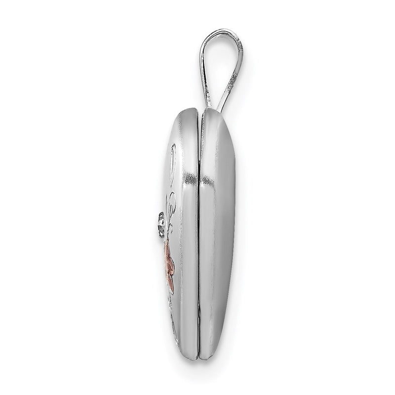 Sterling Silver Rhodium-plated & Diamond 16mm Satin, Enameled, D/C Heart