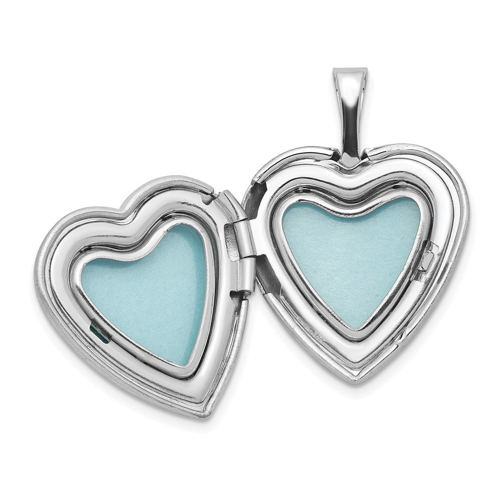 Sterling Silver Rhodium-plated & Diamond 16mm Satin, Enameled, D/C Heart