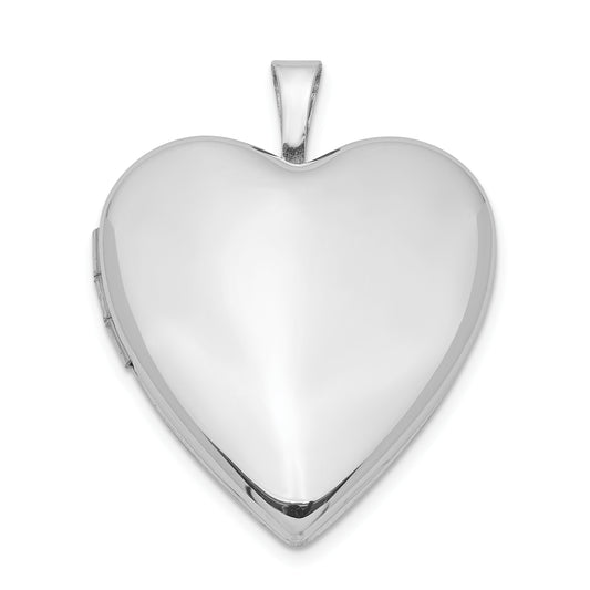 Sterling Silver Rhodium-Plated 20mm Polished Front/Satin Back Heart Locket