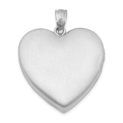 Sterling Silver Rhodium-plated & Diamond 24mm D/C Heart Locket