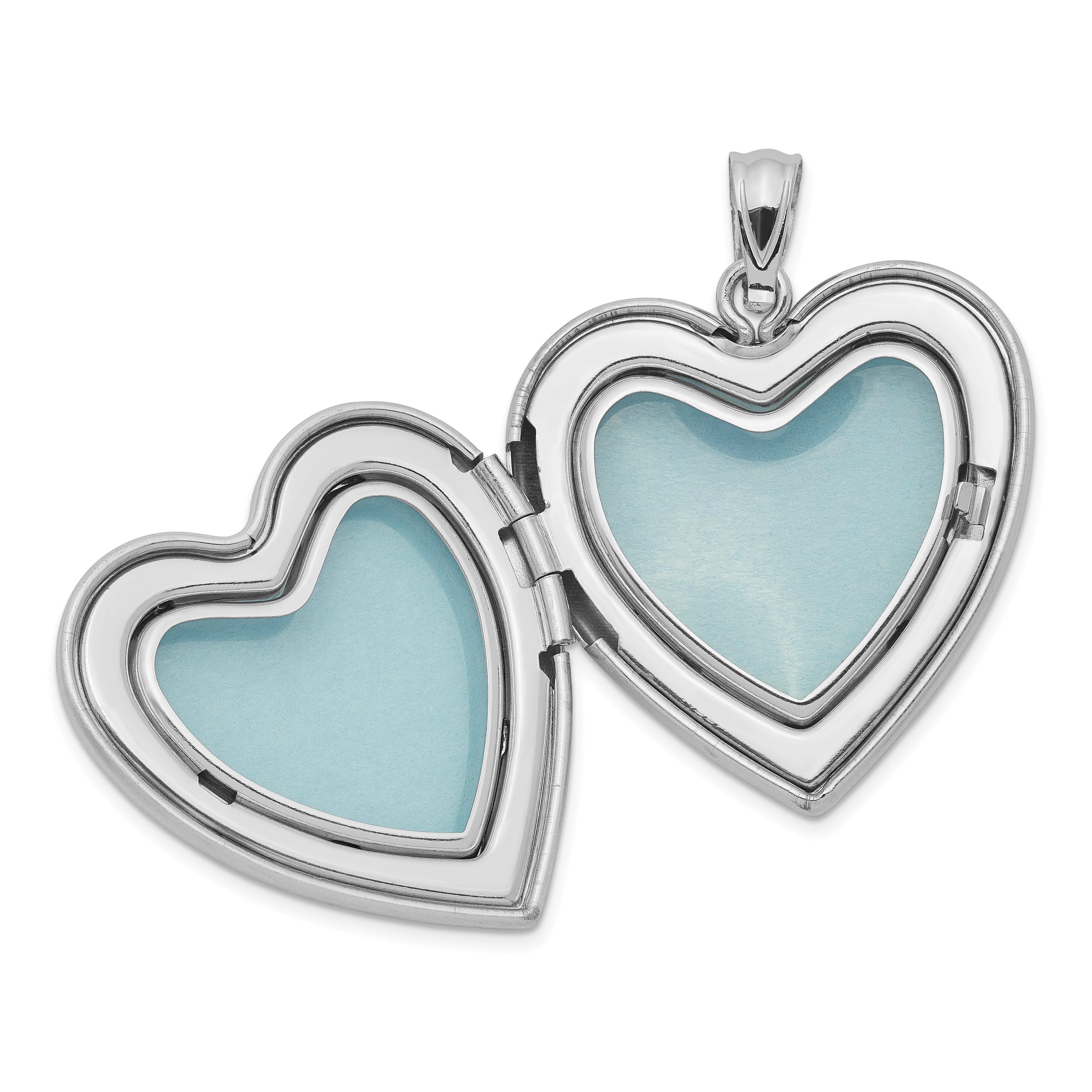 Sterling Silver Rhodium-plated & Diamond 24mm D/C Heart Locket