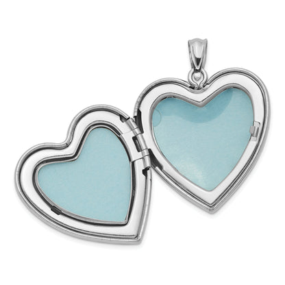 Sterling Silver Rhodium-Plated 24mm Scrolled Heart Family Locket