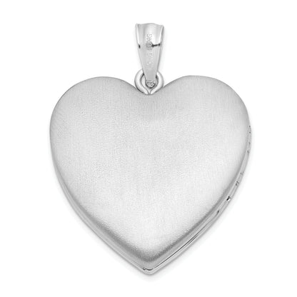 Sterling Silver Rhodium-Plated 24mm Scrolled Heart Family Locket