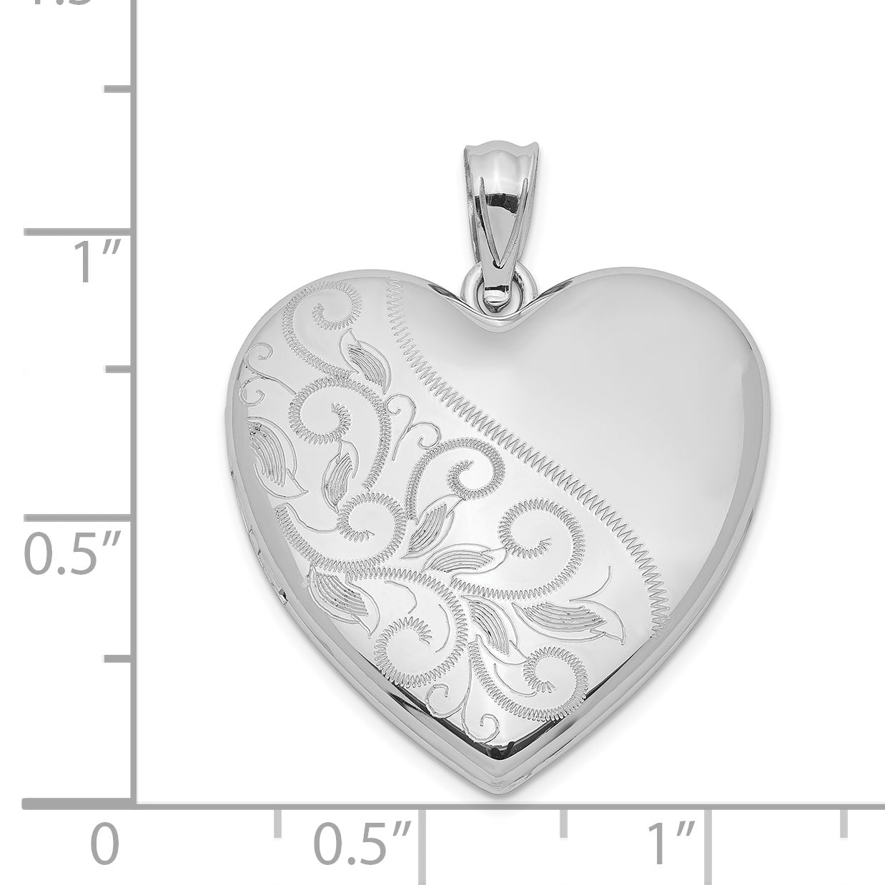 Sterling Silver Rhodium-Plated 24mm Scrolled Heart Family Locket