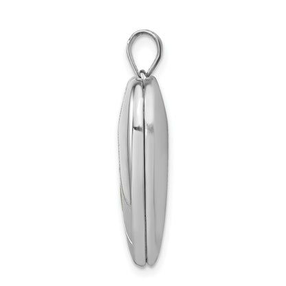 Sterling Silver Rhodium-Plated 24mm Satin Enameled & D/C Rose Locket